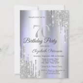 Silver Glitter Drips Licht Paarse 70e Verjaardag Kaart (Voorkant)