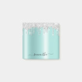 Silver Glitter Drips Light Teal Shimmer Post-it® Notes (Voorkant)