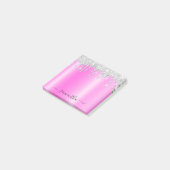 Silver Glitter Drips Magenta Shimmer Post-it® Notes (Schuin)