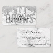 Silver Glitter Drips Marmeren Wenkbrauw Artiest Visitekaartje (Voorkant / Achterkant)