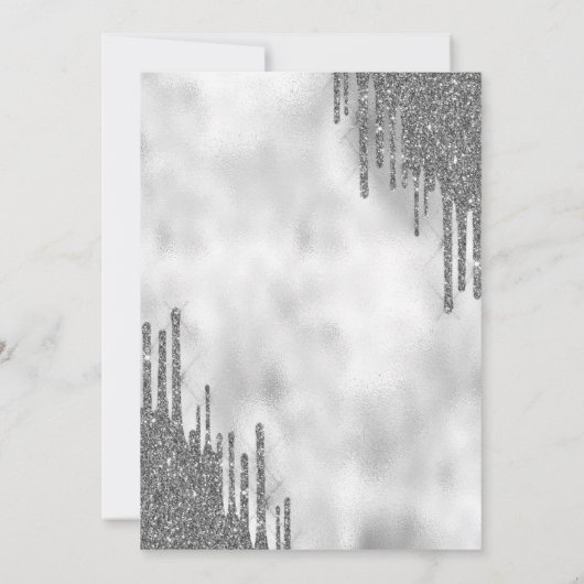 Silver Glitter Drips Martini Bow Vrijgezellenfeest Kaart (Achterkant)