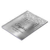 Silver Glitter Drips Metallic 21e Verjaardag Gast Notitieboek (Linkerzijde)