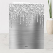 Silver Glitter Drips Metallic Merry Christmas Kaart (Achterkant)