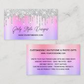 Silver Glitter Drips Multi Ombre Online Store Visitekaartje (Voorkant / Achterkant)