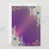 Silver Glitter Drips Paarse Rozen 35e verjaardag Kaart (Achterkant)