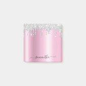 Silver Glitter Drips Pink Shimmer Post-it® Notes (Voorkant)
