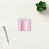 Silver Glitter Drips Pink Shimmer Post-it® Notes (Kantoor)