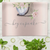 Silver Glitter Drips Retro Mixer Flower Roos Gold Theedoek (Gevouwen)