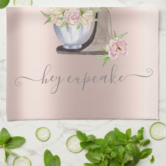 Silver Glitter Drips Retro Mixer Flower Roos Gold Theedoek (Gevouwen)