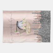 Silver Glitter Drips Retro Mixer Flower Roos Gold Theedoek (Horizontaal)