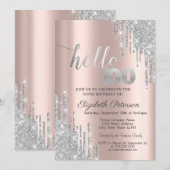 Silver Glitter Drips Roos Gold 100e verjaardag Kaart (Voorkant / Achterkant)