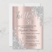 Silver Glitter Drips Roos Gold 30e verjaardag Kaart (Voorkant)