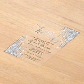 Silver Glitter Drips Roos Gold 40e verjaardag Acryl Uitnodigingen (Laagn)