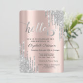 Silver Glitter Drips Roos Gold 40e verjaardag Kaart (Staand voorkant)