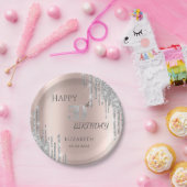 Silver Glitter Drips Roos Gold 50e verjaardag Papieren Bordje (Feest)