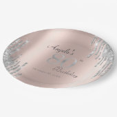 Silver Glitter Drips Roos Gold 80e verjaardag Papieren Bordje (Gekanteld)