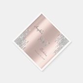 Silver Glitter Drips Roos Gold 80e verjaardag Servet (Hoek)