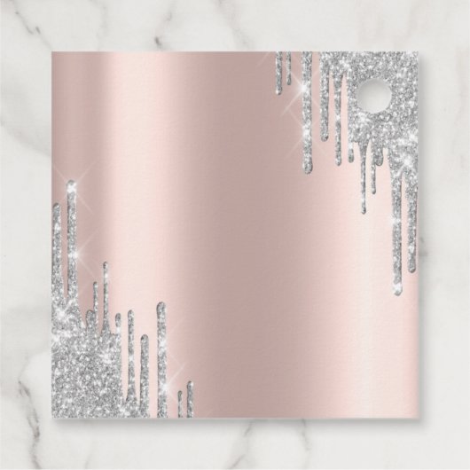 Silver Glitter Drips Roos Gold 80th Bedankjes Labels (Achterkant)