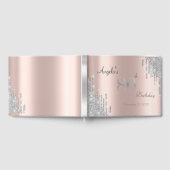 Silver Glitter Drips Roos Gold 80th Gastenboek (Volledig)