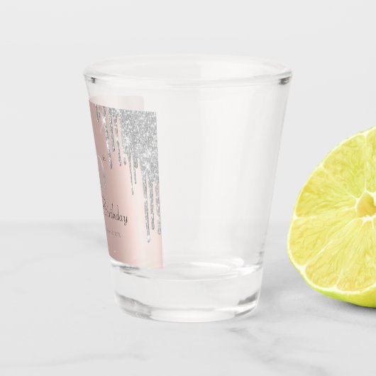 Silver Glitter Drips Roos Gold 80th Shot Glas (Rechts)