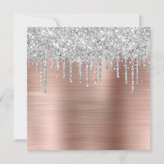 Silver Glitter Drips Roos Goudfolie 40e Verjaardag Kaart (Achterkant)