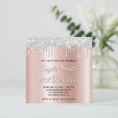 Silver Glitter Drips Rose Gold Ombre Drop Shadow Kaart (Staand voorkant)