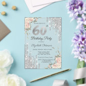 Silver Glitter Drips, Rozen 60e verjaardag Acryl Uitnodigingen (Insitu (Huwelijk))