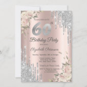 Silver Glitter Drips, Rozen 60e verjaardag Kaart (Voorkant)