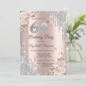 Silver Glitter Drips, Rozen 60e verjaardag Kaart (Staand voorkant)