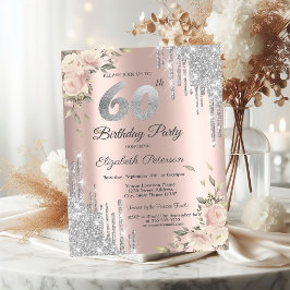 Silver Glitter Drips, Rozen 60e verjaardag Kaart
