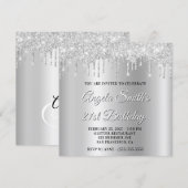 Silver Glitter Drips Shimmer Ombre Drop Shadow Kaart (Voorkant / Achterkant)