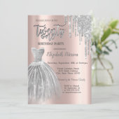 Silver Glitter Drips, Silver Dress 21st Birthday Kaart (Staand voorkant)