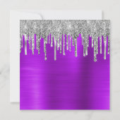 Silver Glitter Drips Violet Folie 40e Verjaardag Kaart (Achterkant)
