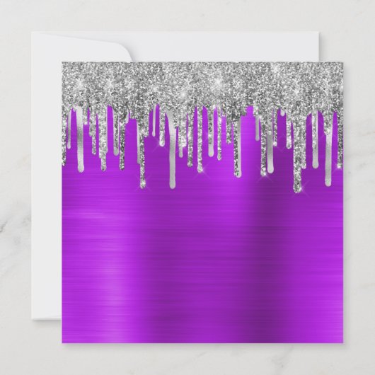 Silver Glitter Drips Violet Folie 40e Verjaardag Kaart (Achterkant)