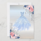 Silver Glitter Drivers, Blue Dress Rozen Quinceane Kaart (Achterkant)
