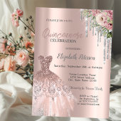 Silver Glitter Drivers, Dress Flowers Quinceanera Kaart