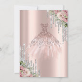 Silver Glitter Drivers, Dress Flowers Quinceanera Kaart (Achterkant)