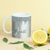 Silver Glitter Drivers Name Persoonlijk Monogram Koffiemok