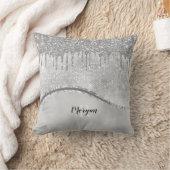 Silver Glitter Drivers & Sparkle, Naam & Monogram Kussen (Deken)