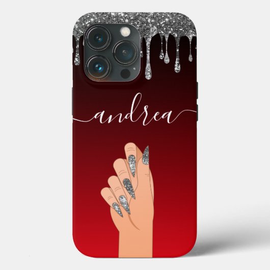 Silver Glitter Driving Glam Nail Artist Beauty Case-Mate iPhone Case (Achterkant)