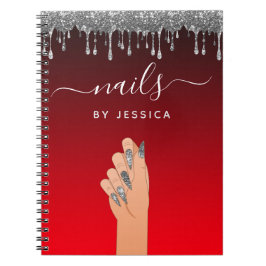 Silver Glitter Driving Glam Nail Artist Beauty Notitieboek