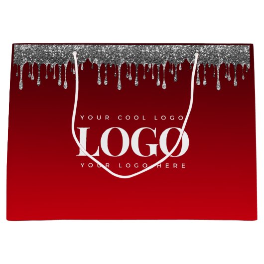 Silver Glitter Driving Glam Red Add Business Logo Groot Cadeauzakje (Voorkant)