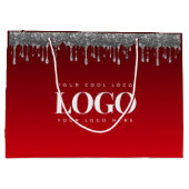 Silver Glitter Driving Glam Red Add Business Logo Groot Cadeauzakje (Achterkant)