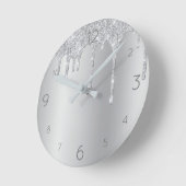 Silver Glitter Driving over Shiny Metallic Ronde Klok (Hoek)