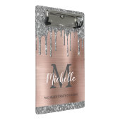 Silver Glitter Driving Roos Gold Monogram Mini Klembord (Schuin)