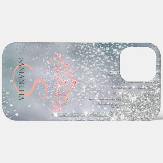Silver Glitter druist diamant Tiara Holographic Case-Mate iPhone Case (Achterkant (horizontaal))