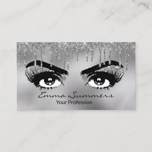 Silver Glitter druist Eyebrow Eyelash Makeup Eyes Visitekaartje (Voorkant)