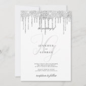 Silver glitter druist monogram initialen bruiloft kaart (Voorkant)