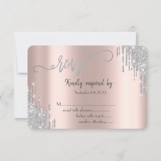 Silver Glitter druist tegen Mitzvah RSVP Kaart (Voorkant)