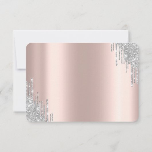 Silver Glitter druist tegen Mitzvah RSVP Kaart (Achterkant)